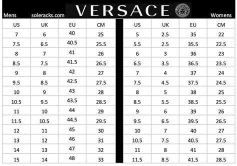 versace jeans größentabelle|Versace Size Chart: Women & Men's Sh.